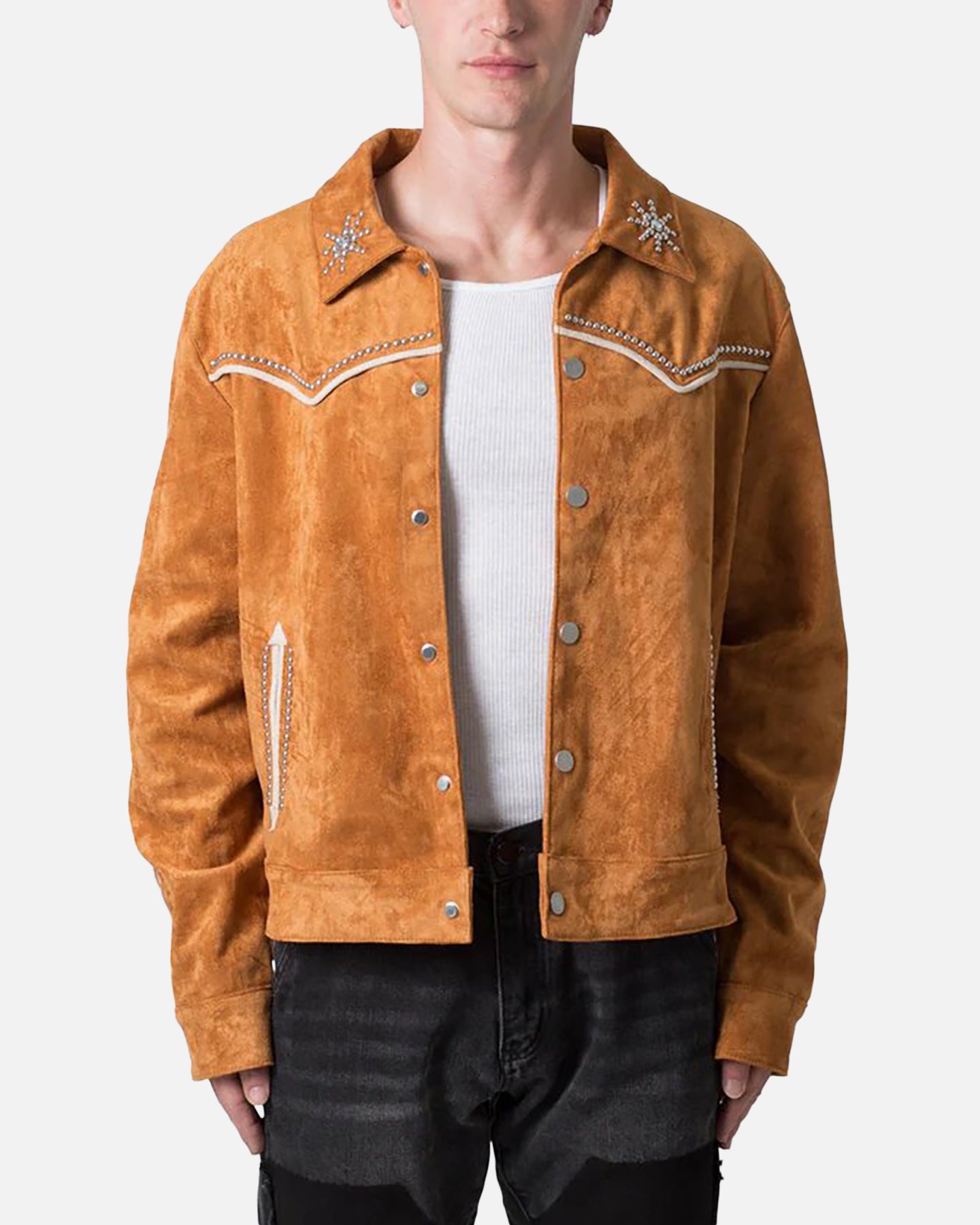 Image of MNML Suede Collared Jacket Orange