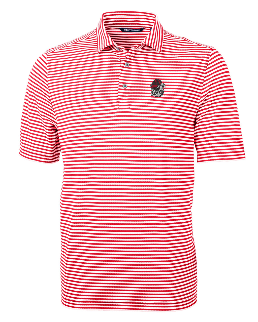 Image of Georgia Bulldogs Cutter & Buck Virtue Eco Pique Stripe Recycled Mens Polo