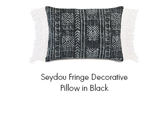 Seydou Fringe Decorative Pillow in lLack