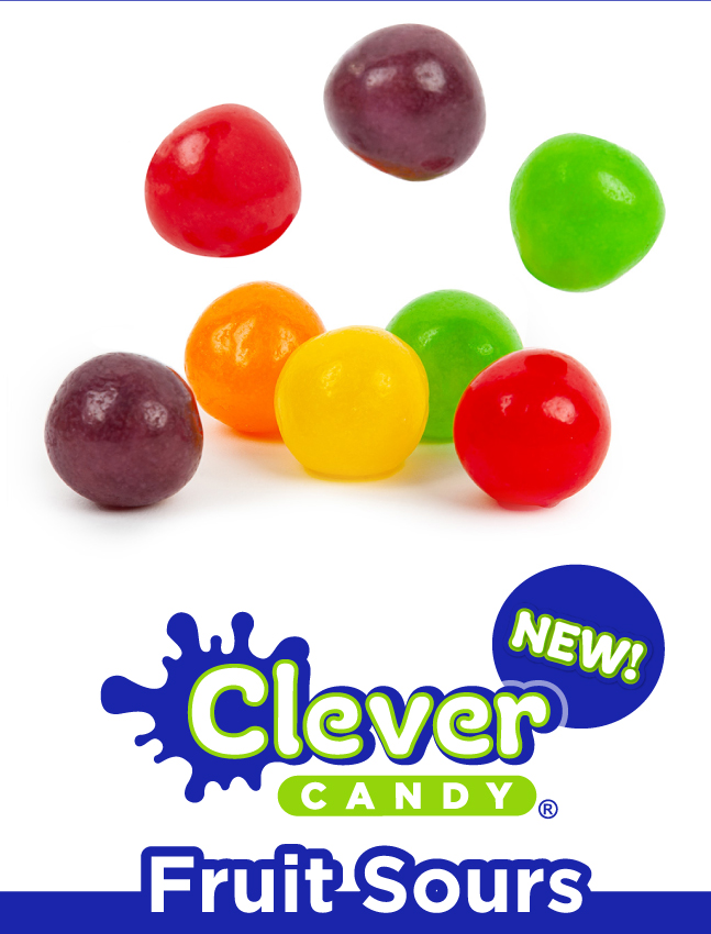 New Clever Candy Fruit Sours - Available in Assorted or Cherry