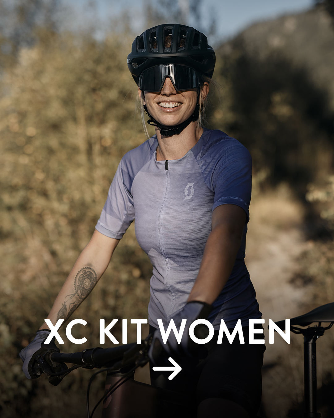 A woman wearing the SCOTT XC collection