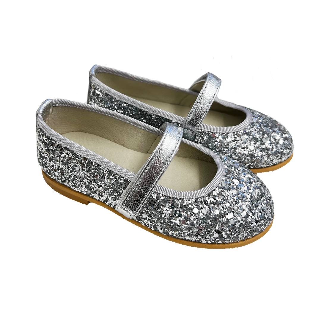 Image of Leather Glitter Mary Jane - Argento Silver