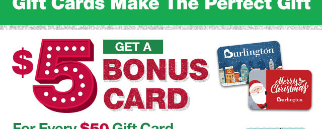 Get a $5 bonus card for every $50 gift card you purchase in-store or online now through 12/24/23