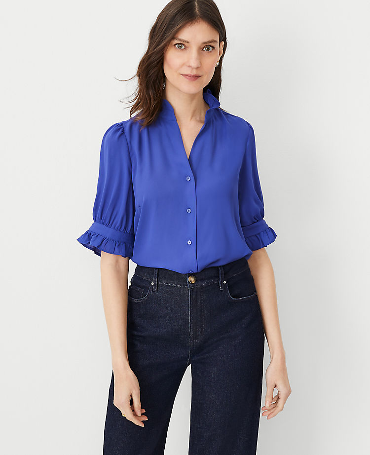 Tall Ruffle Button Top