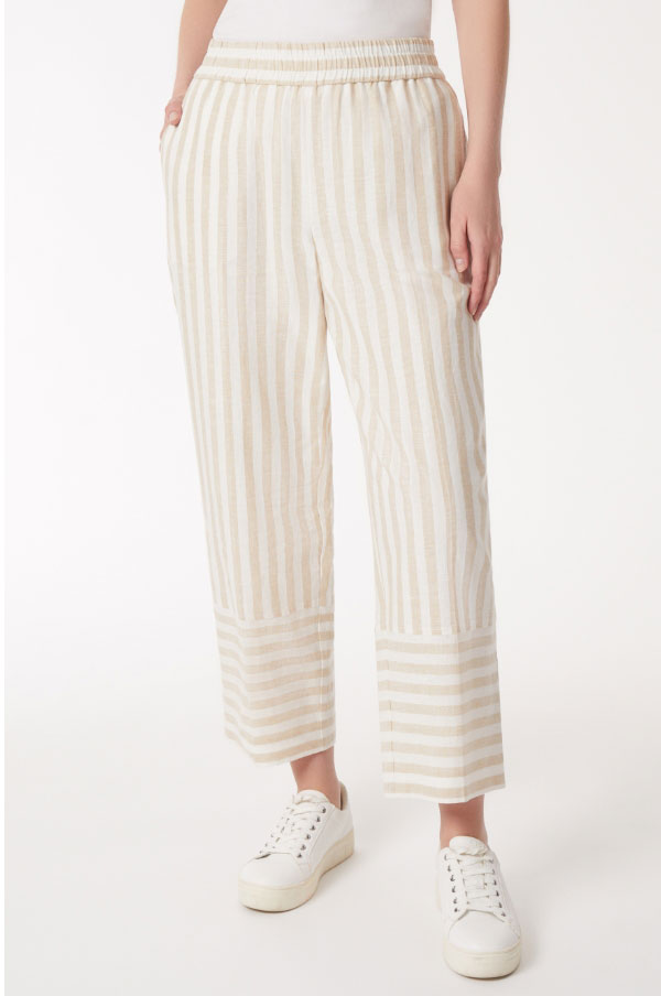 Striped Pull-On Drawstring Trousers