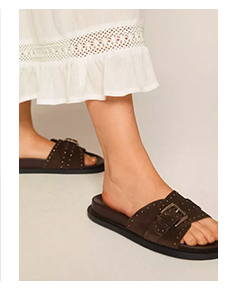 Suede Studded Buckle Sandals