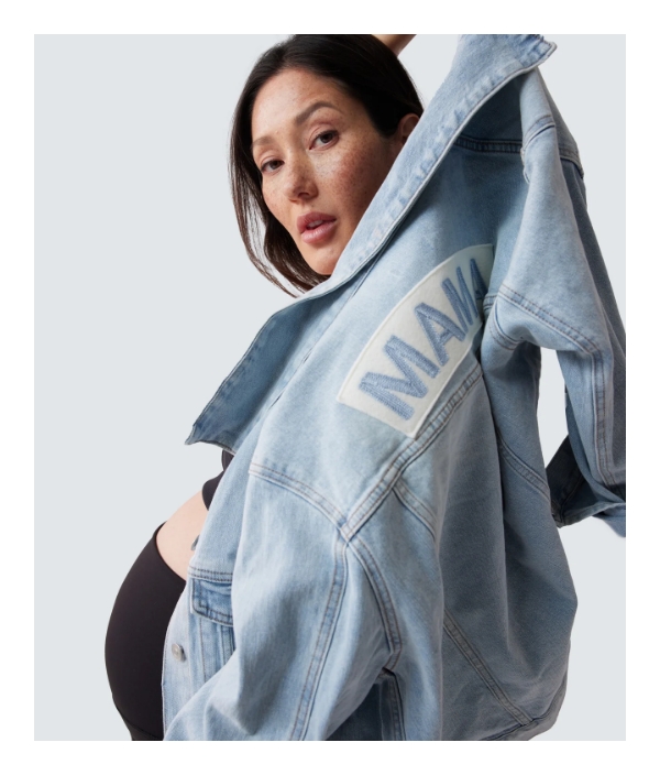 MAMA & BABY MATCHING MATERNITY DENIM JACKET