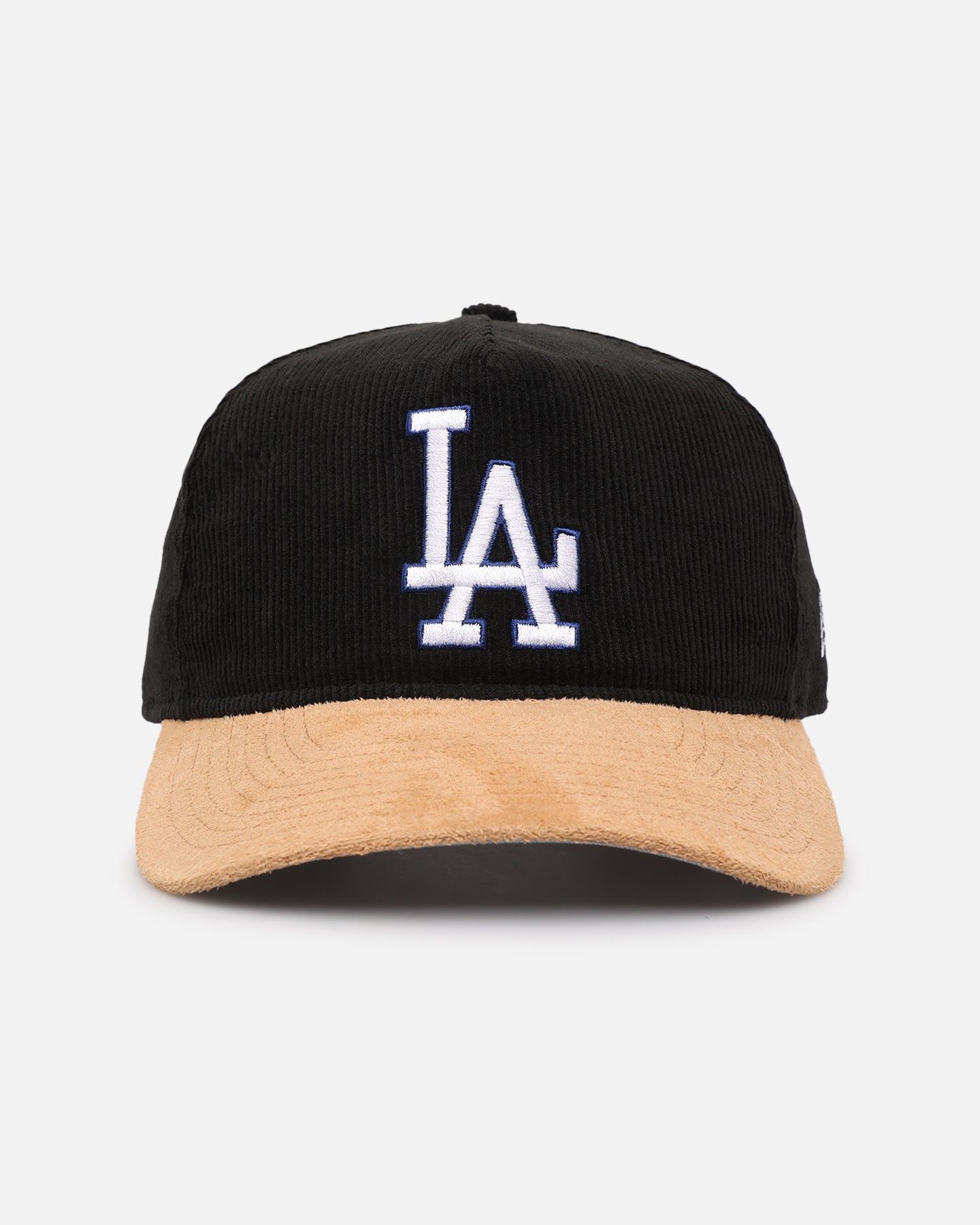 Image of New Era Los Angeles Dodgers 'Corduroy Suede' Pre-Curved Golfer Snapback  Washed Black