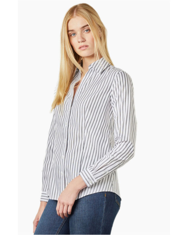 Striped Easy-Care Button-Up Shirt