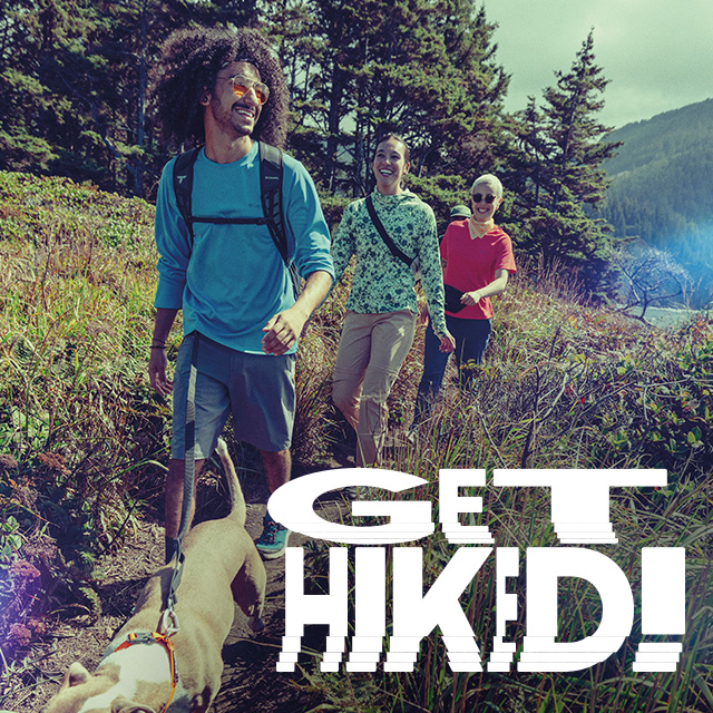 A group of people on a hiking trail. Get Hiked. 