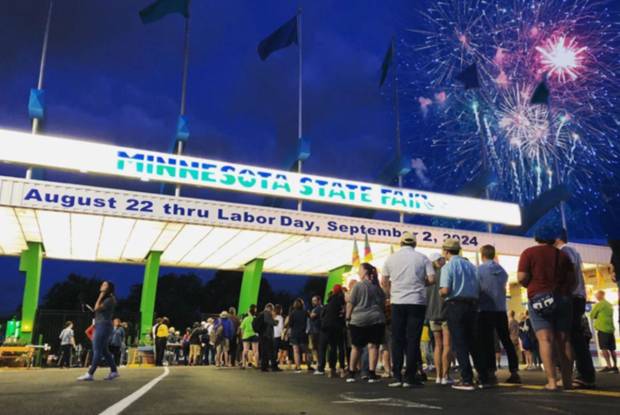 Fireworks at the entrance to the Minnesota State Fair