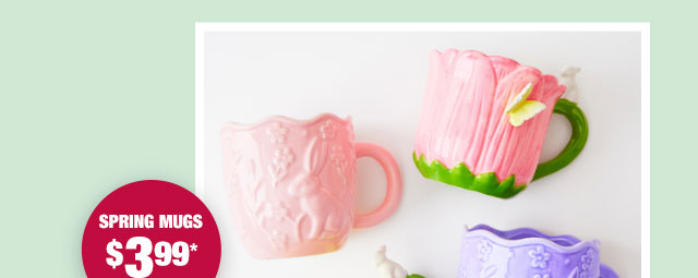 Spring mugs $3.99* each