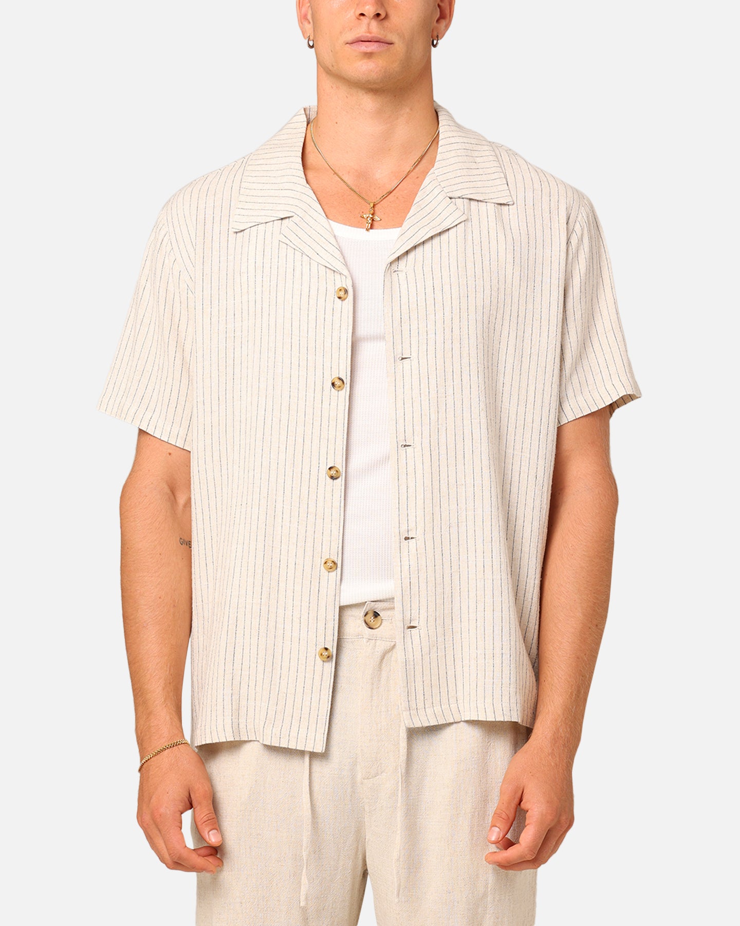 Image of XXIII Nicholas Button Up Shirt Sand/Black