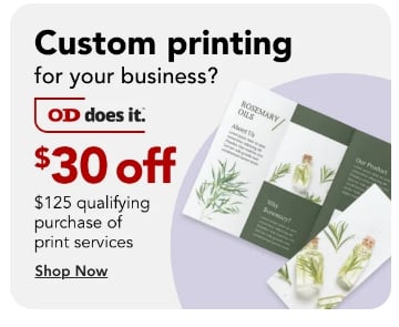  $15 off $75 qualifying purchase of Print Services | $30 off $125 qualifying purchase of Print Services