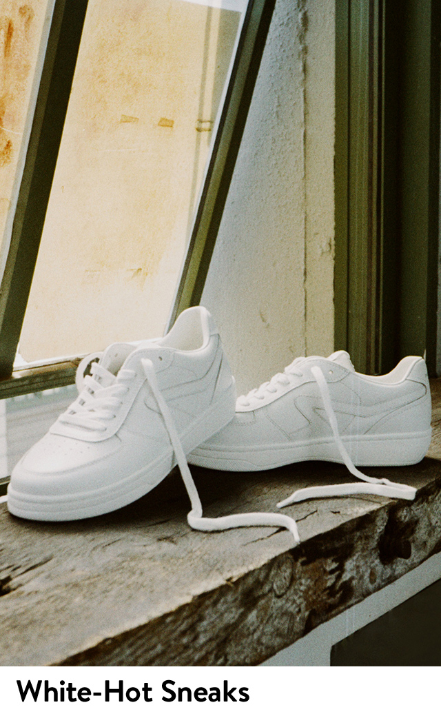 A pair of white sneakers.