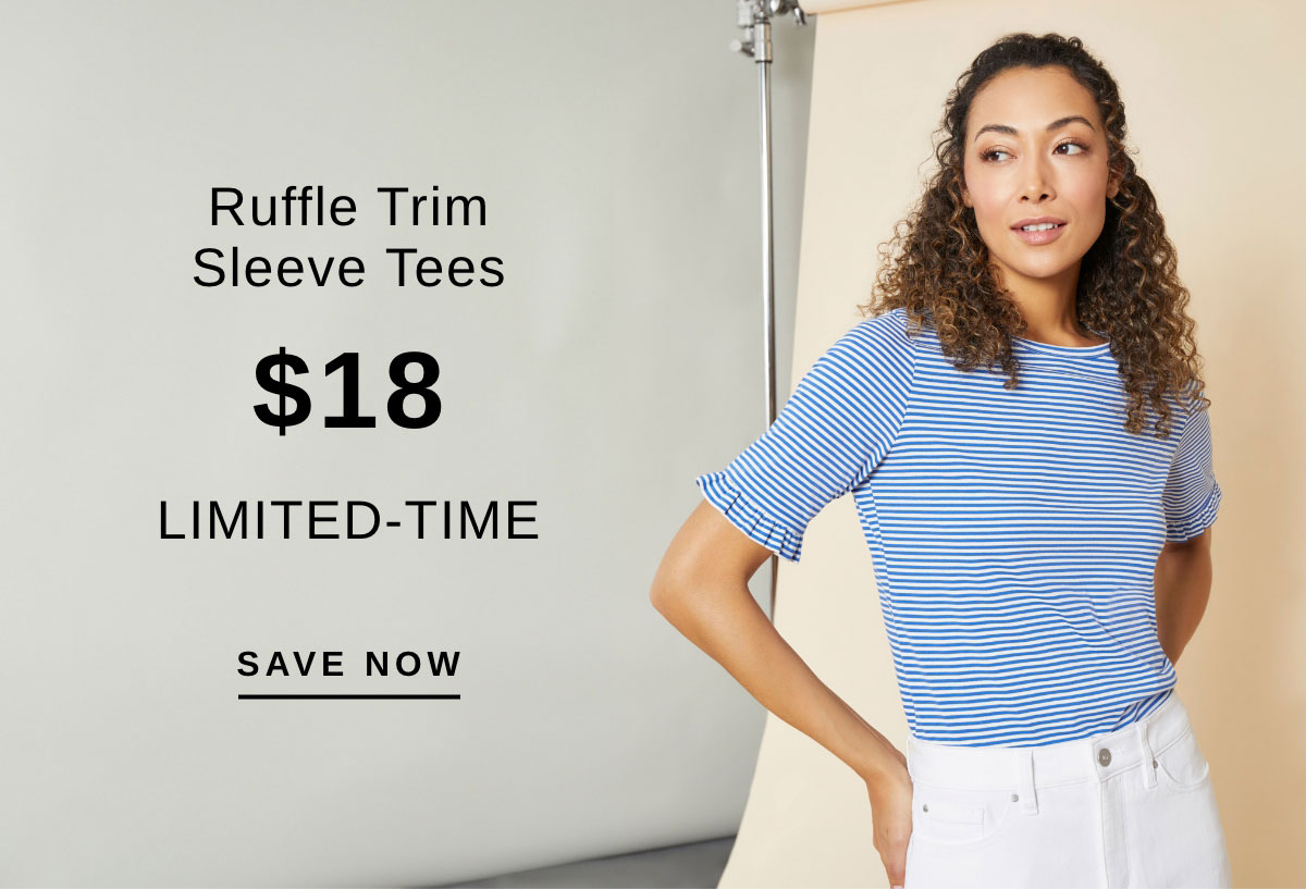 Ruffle Trim Sleeve Tees $18 LIMITED-TIME | SAVE NOW