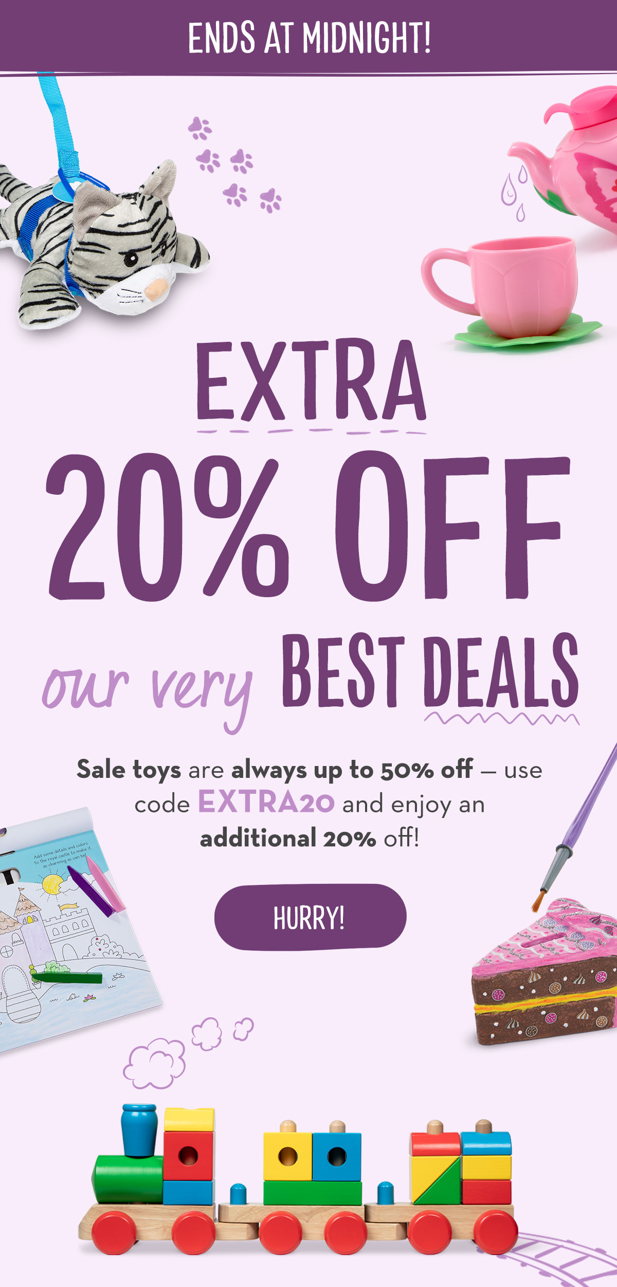 use code EXTRA20 for an additional 20% off sale toys