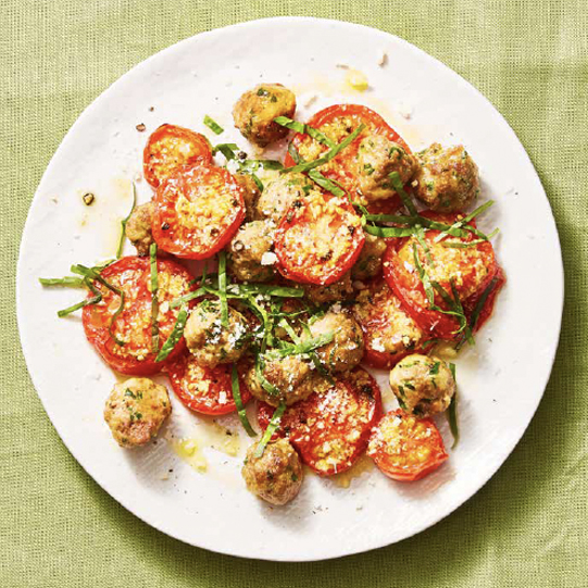 Mini Meatballs with Garlicky Tomatoes