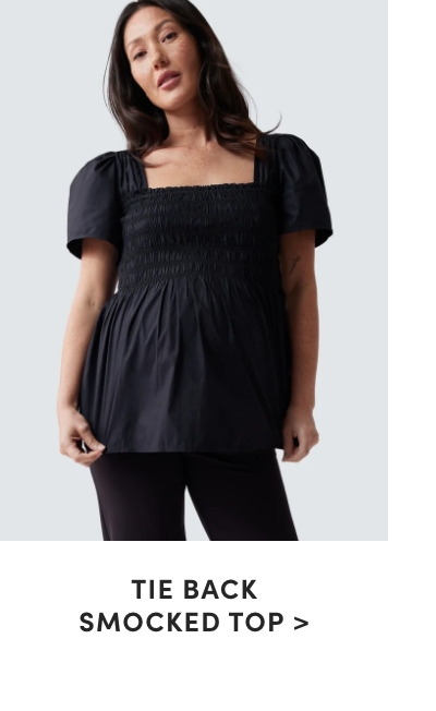 MATERNITY TIE BACK SMOCKED TOP