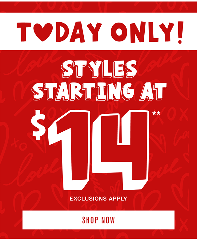 Today Only! Styles Starting at $14. Exclusions Apply. Shop Now