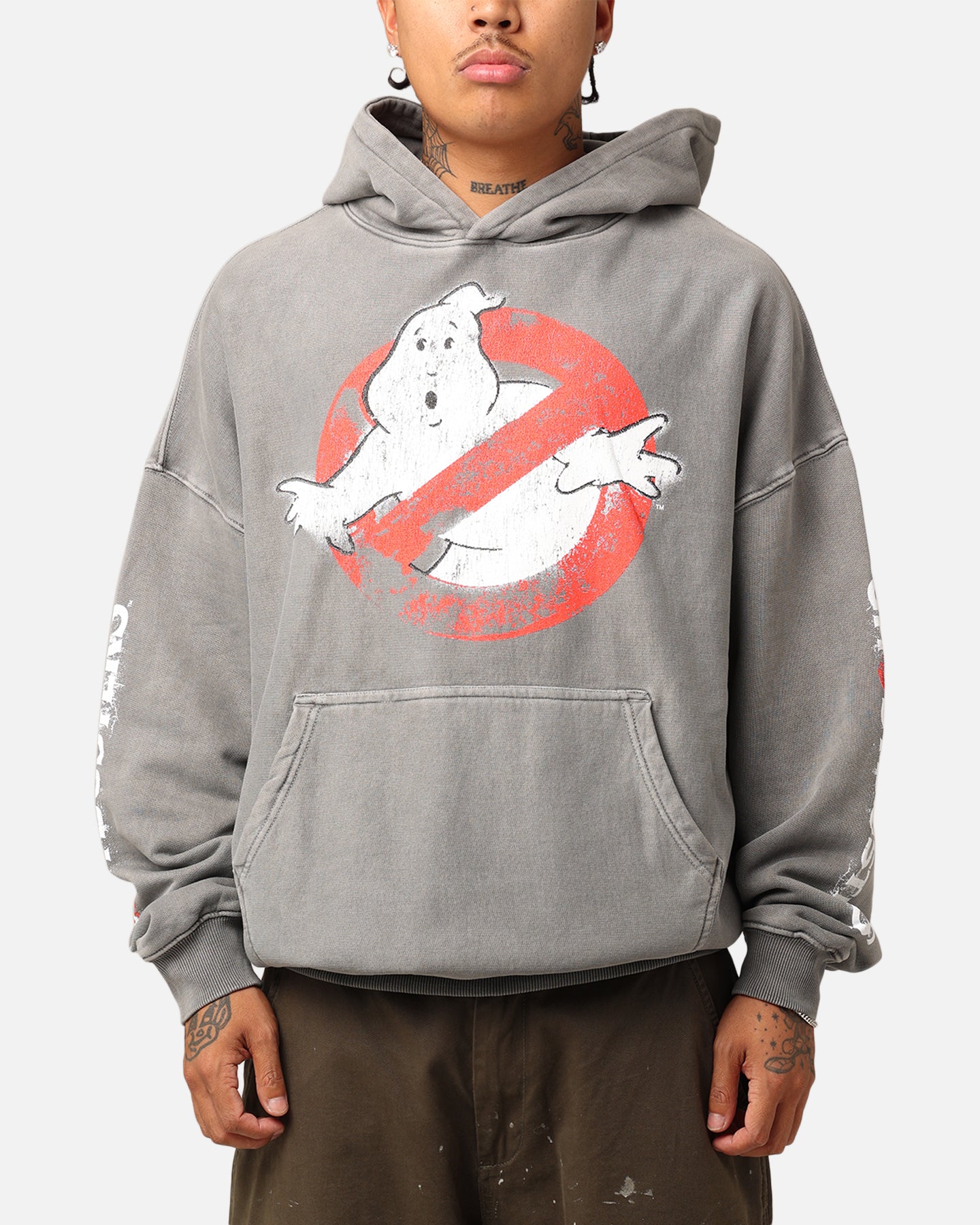 Image of Goat Crew X Ghostbusters Heavyweight Hoodie Washed Charcoal