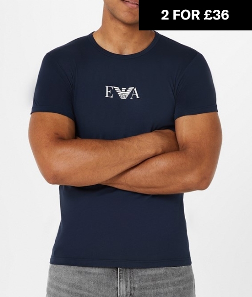 Emporio Armani Logo T Shirt Mens, 2 FOR £36