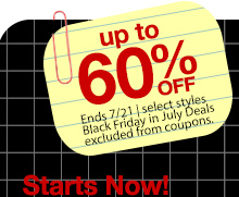 Starts Now! Black Friday in July Deals | up to 60% off | Ends 7/21 | select styles | Black Friday in July Deals excluded from coupons.