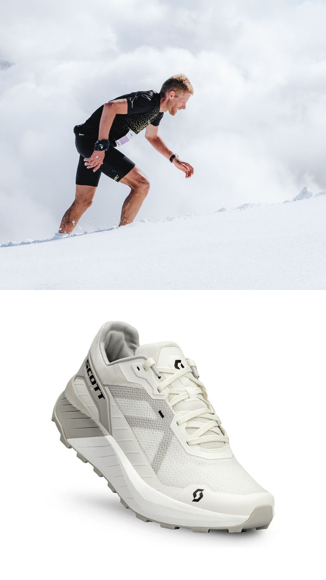 Frédéric Tranchand running in the snow with the SCOTT KINABALU 3 SHOE