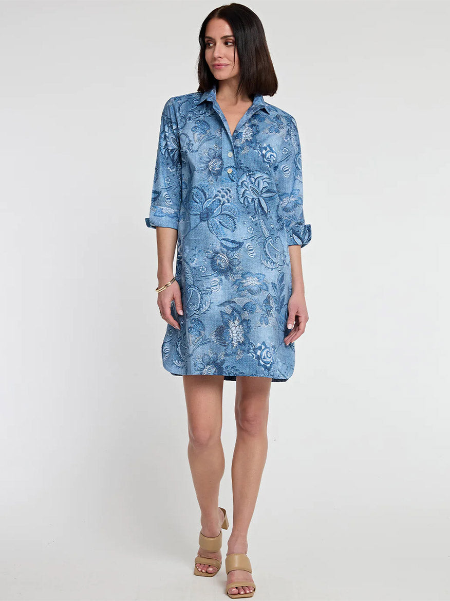 Image of Hinson Wu Charlotte 3/4 Sleeve Passionflower Print Dress