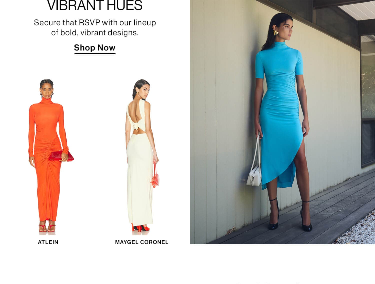 Vibrant Hues  DEK: Secure that RSVP with our lineup of bold, vibrant designs.  CTA: Shop Now