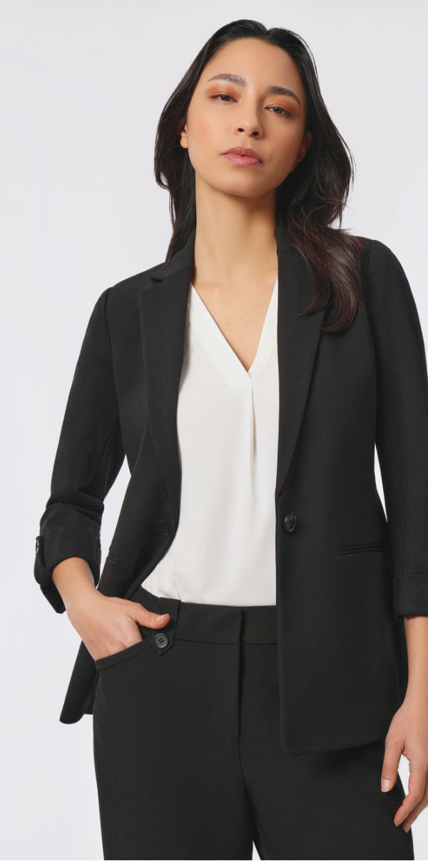 Wing Collar Rolled Tab Blazer