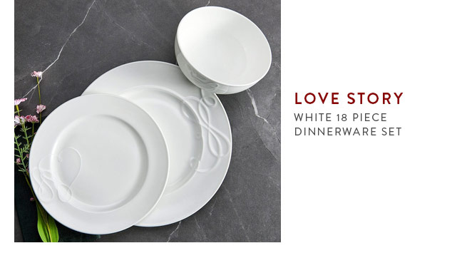 Love Story White 18 Piece Dinnerware Set