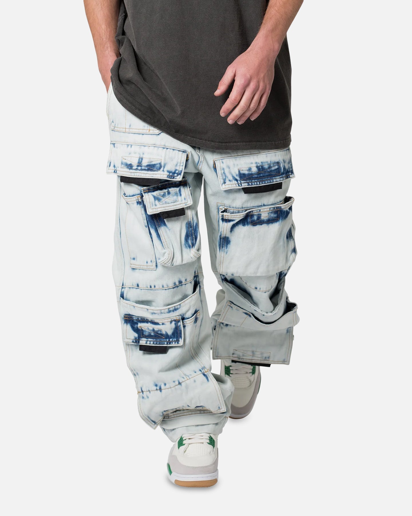 Image of MNML Baggy Skater Cargo Denim Jeans Blue