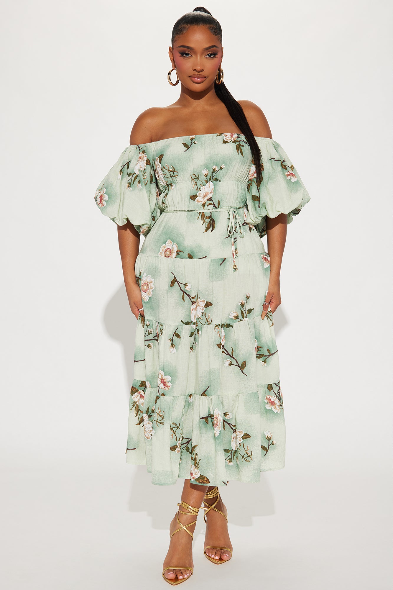 Image of Magnolia Tiered Midi Dress - Sage