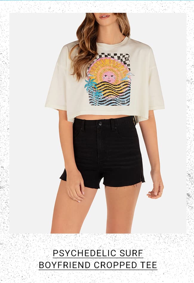 Psychedelic Surf Boyfriend Cropped Tee