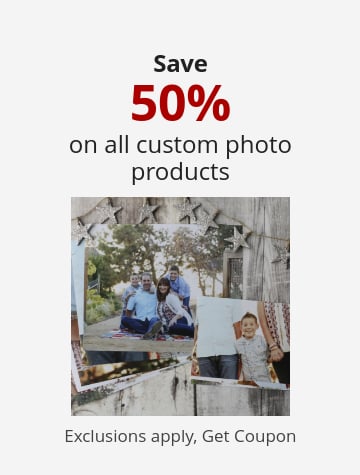 Save 1 on all custom photo products Exclusions apply, Get Coupon