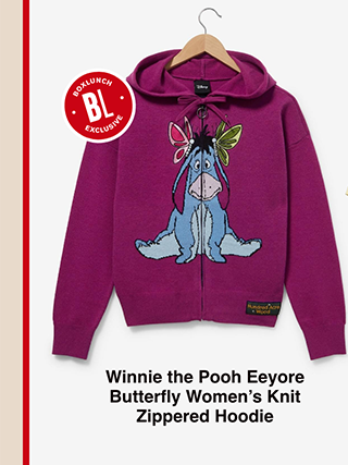 Winnie the Pooh Eeyore Butterfly Womens Knit Zippered Hoodie