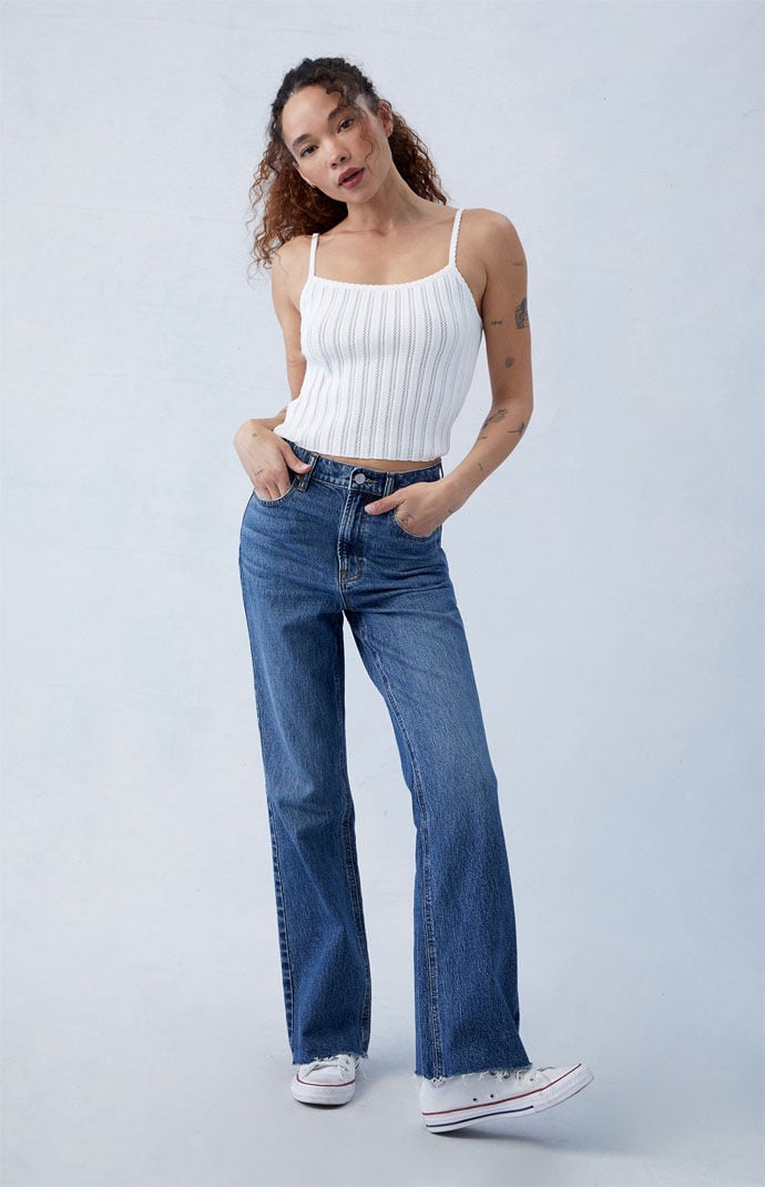 Image: Eco Stretch Dark Indigo High Waisted Bootcut Jeans