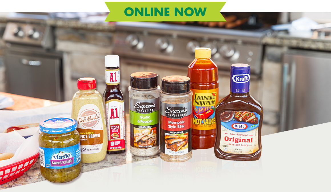 Assortment of condiments and spices on a kitchen counter