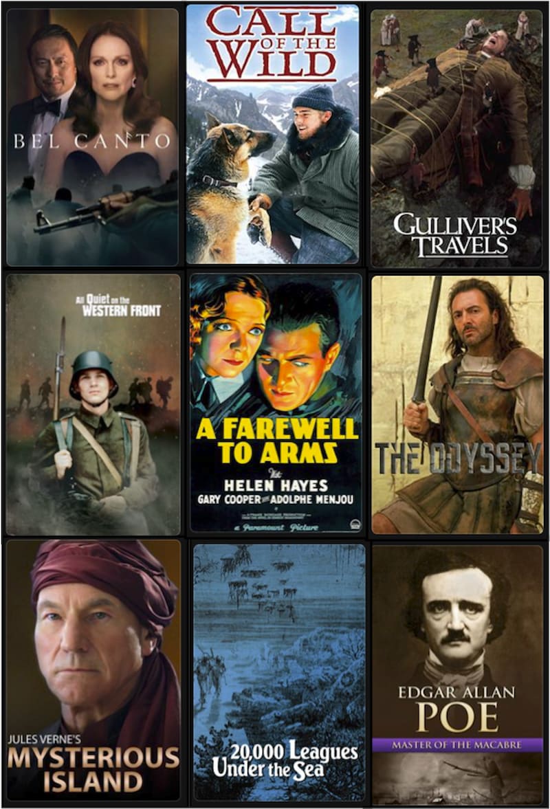 Available titles include: 'Gulliver's Travels', 'The Odyssey', 'Jules Vernes' Mysterious Island'