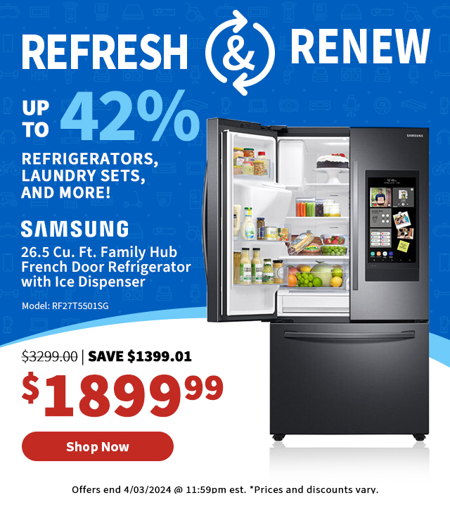 Samsung 26.5 Cu. Ft. Family Hub French Door Refrigerator in Black Stainless with Ice Dispenser