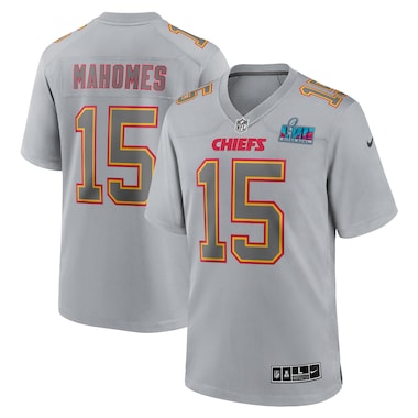  Nike Patrick Mahomes Gray Kansas City Chiefs Super Bowl LVII (2022 Season) Patch Atmosphere Fashion Game Jersey