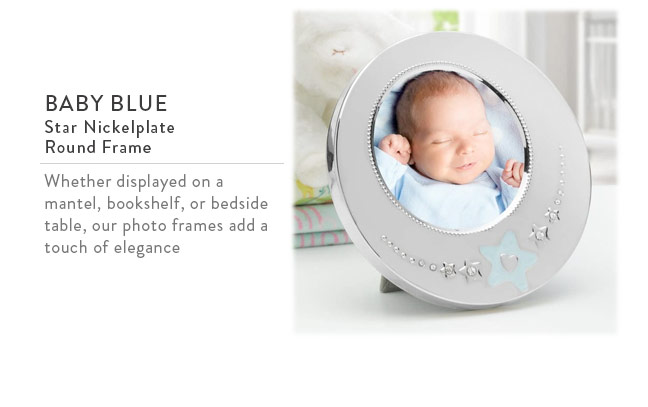 BABY BLUE Star Nickelplate Round Frame