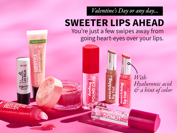 Valentine's Day or any day... Sweeter lips ahead you're just a few swipes away from going heart-eyes over your lips. With hyaluronic acid and a hint of color