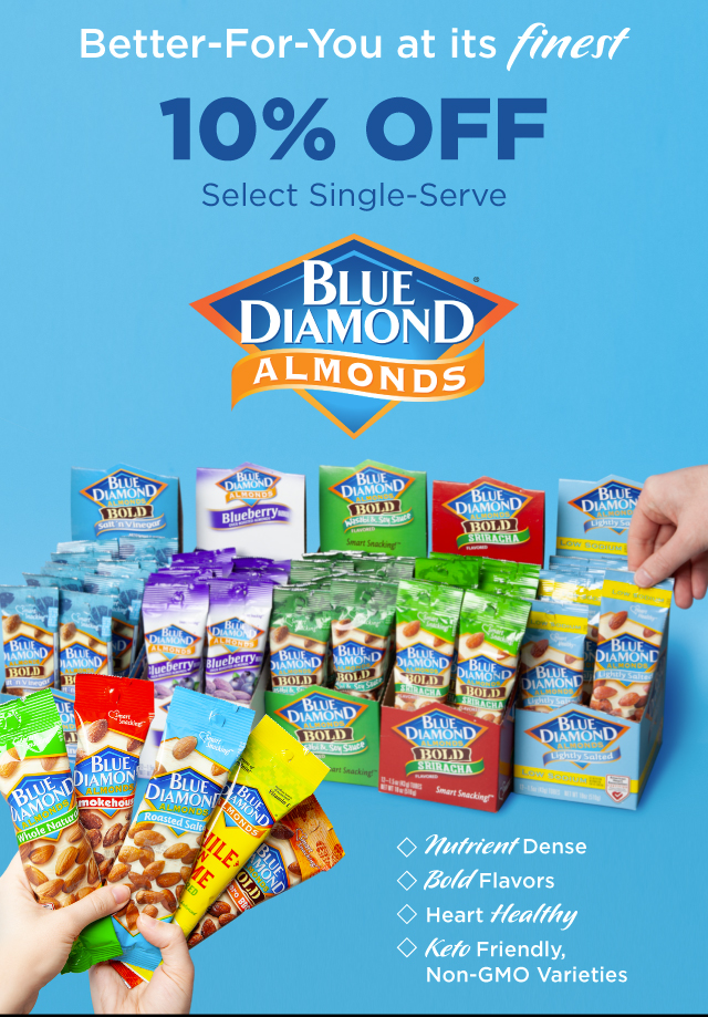 10% Off Select Single Serve Blue Diamond Almonds