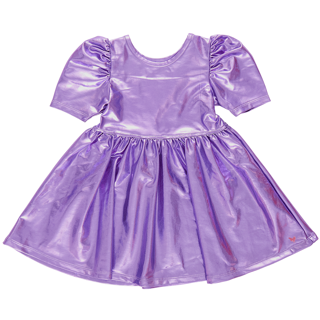 Image of Girls Lame Laurie Dress - Purple Sparkle