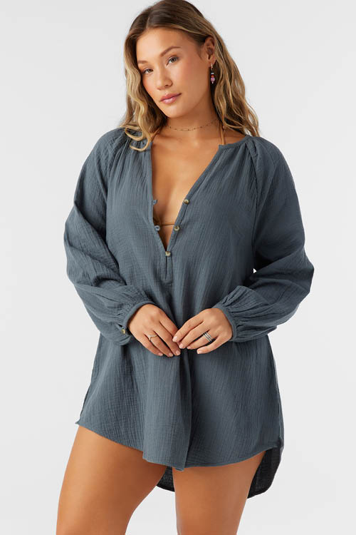 KRYSTEN CRINKLE DOUBLE GAUZE TUNIC SWIM COVER-UP