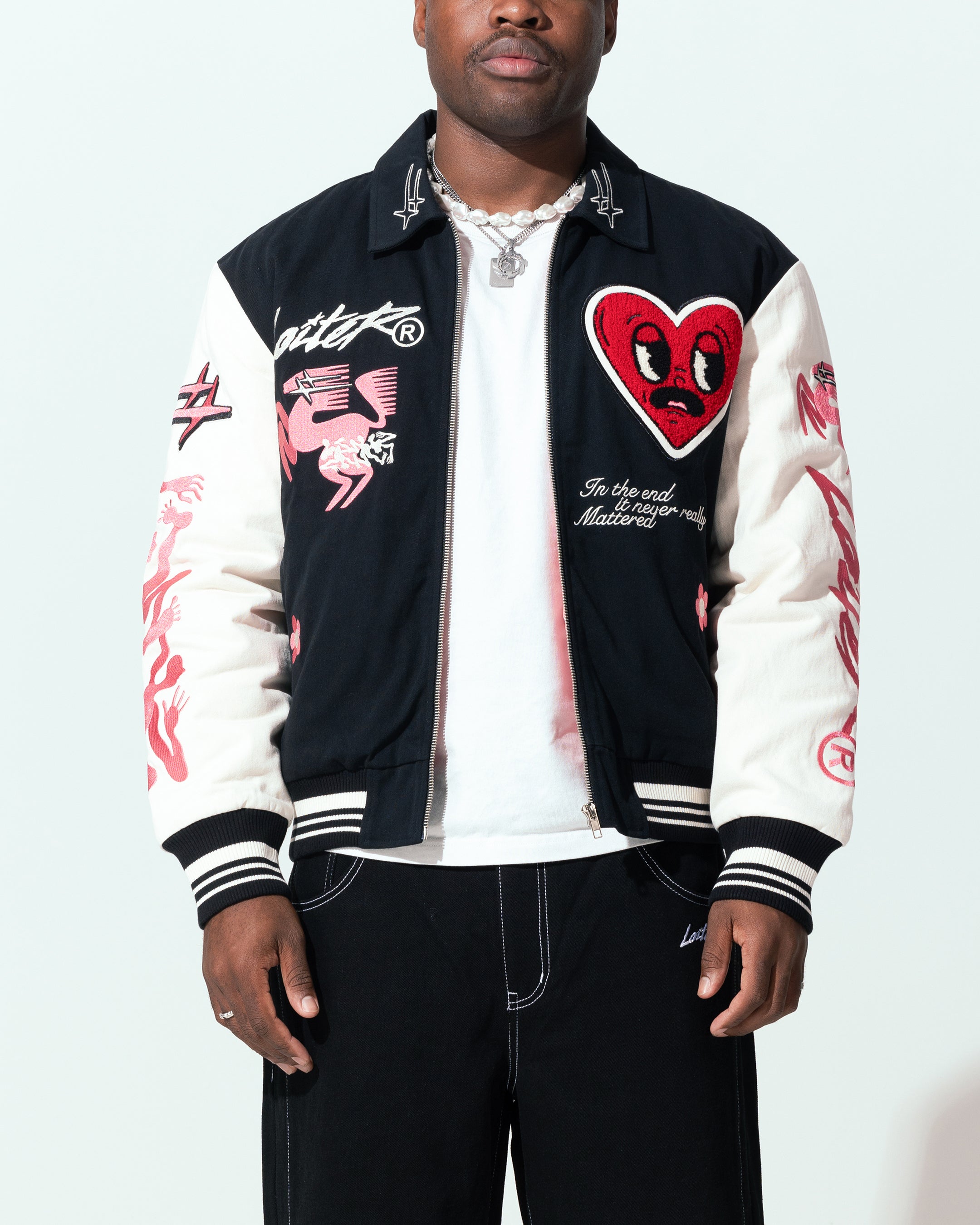 Image of Loiter Oasis Varsity Jacket Black