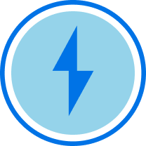 Blue lightning bolt icon. 