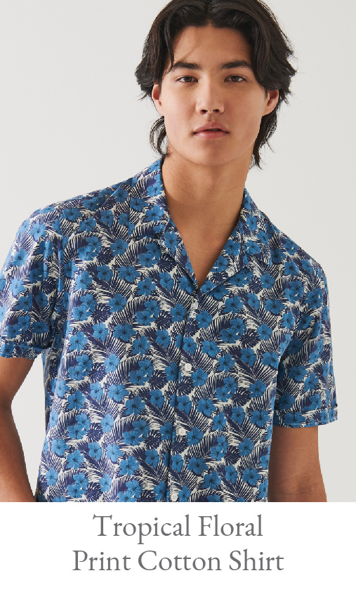 TROPICAL FLORAL PRINT COTTON SHIRT